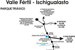 mapa valle de la luna ischigualasto